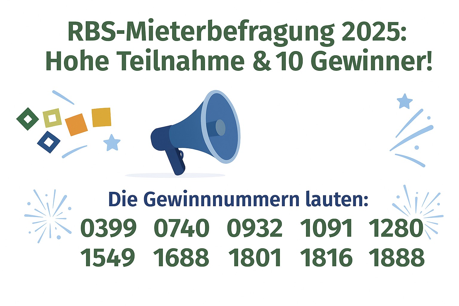 Gewinnnummern gezogen – Danke für Ihre Teilnahme an der Mieterbefragung